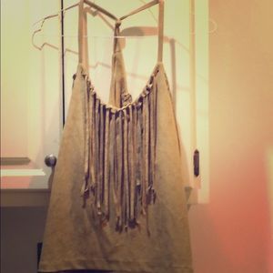 Saude tan fringe tank top. Size small